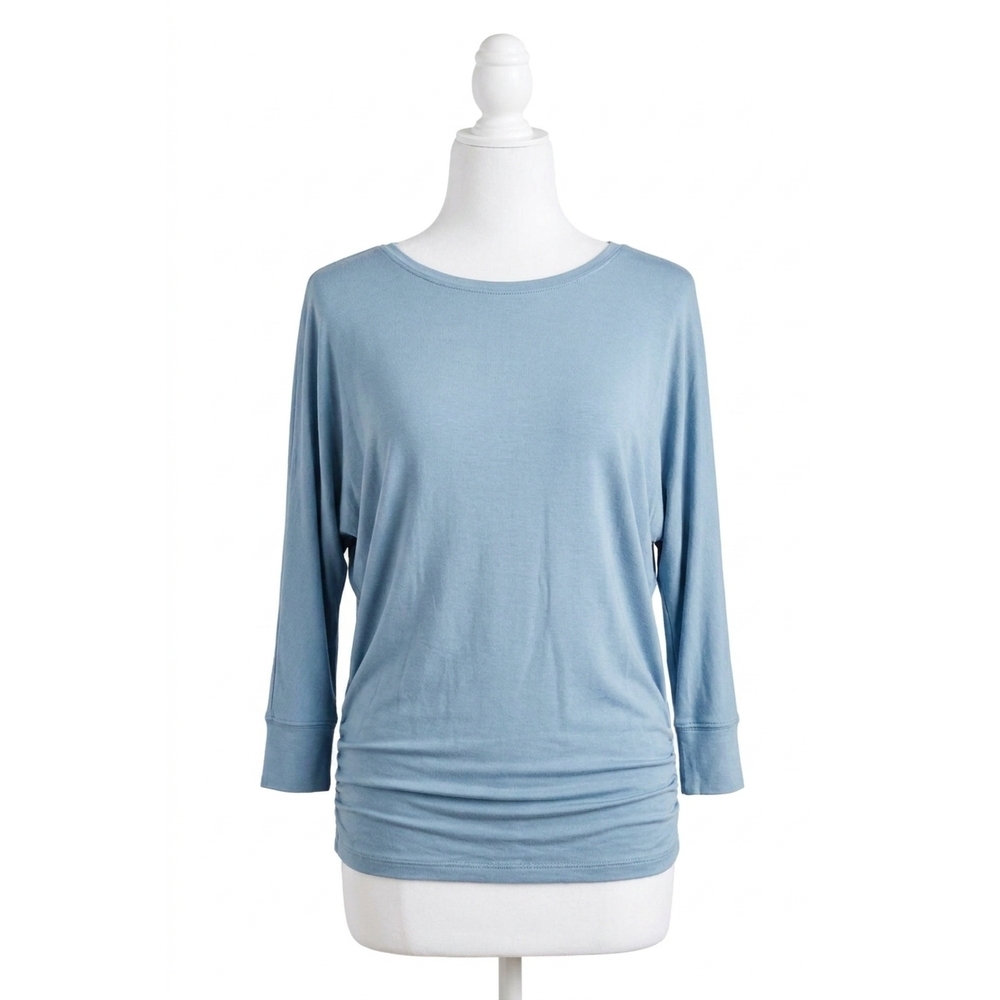 NEW ZENANA daytime boat neck top in blue gray